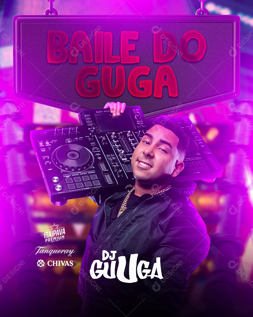 Flyer Baile do Dj Guuga Social Media PSD Editável