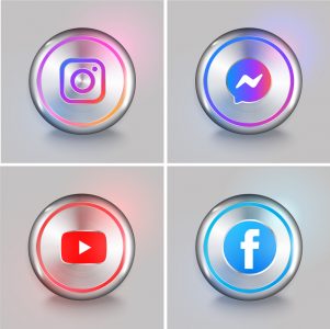 Ícones de Redes Sociais Youtube Instagram Facebook e Messenger Vetor EPS