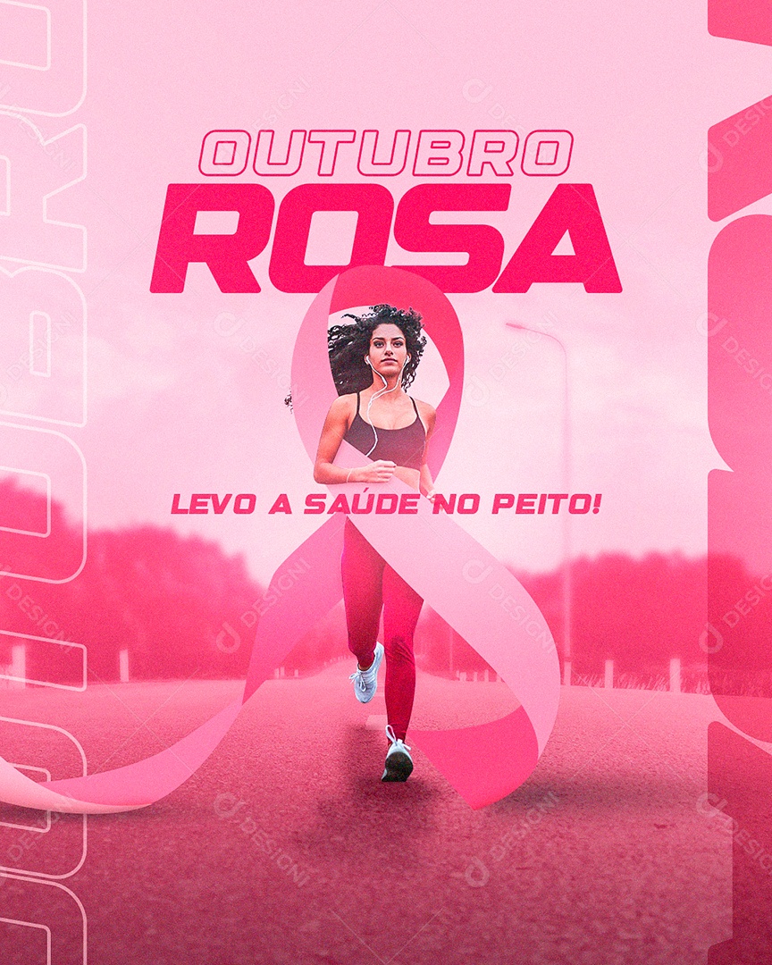 Levo a Saúde no Peito Outubro Rosa Social Media PSD Editável