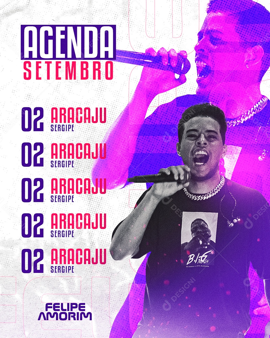 Agenda de Setembro Felipe Amorim Flyer Social Media PSD Editável