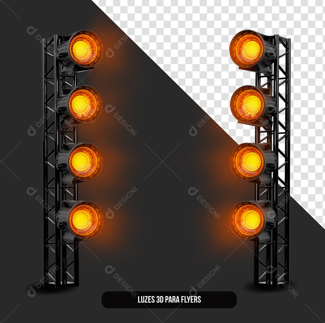 Refletores de Luz Com Luz Amarela Elemento 3D para Composição