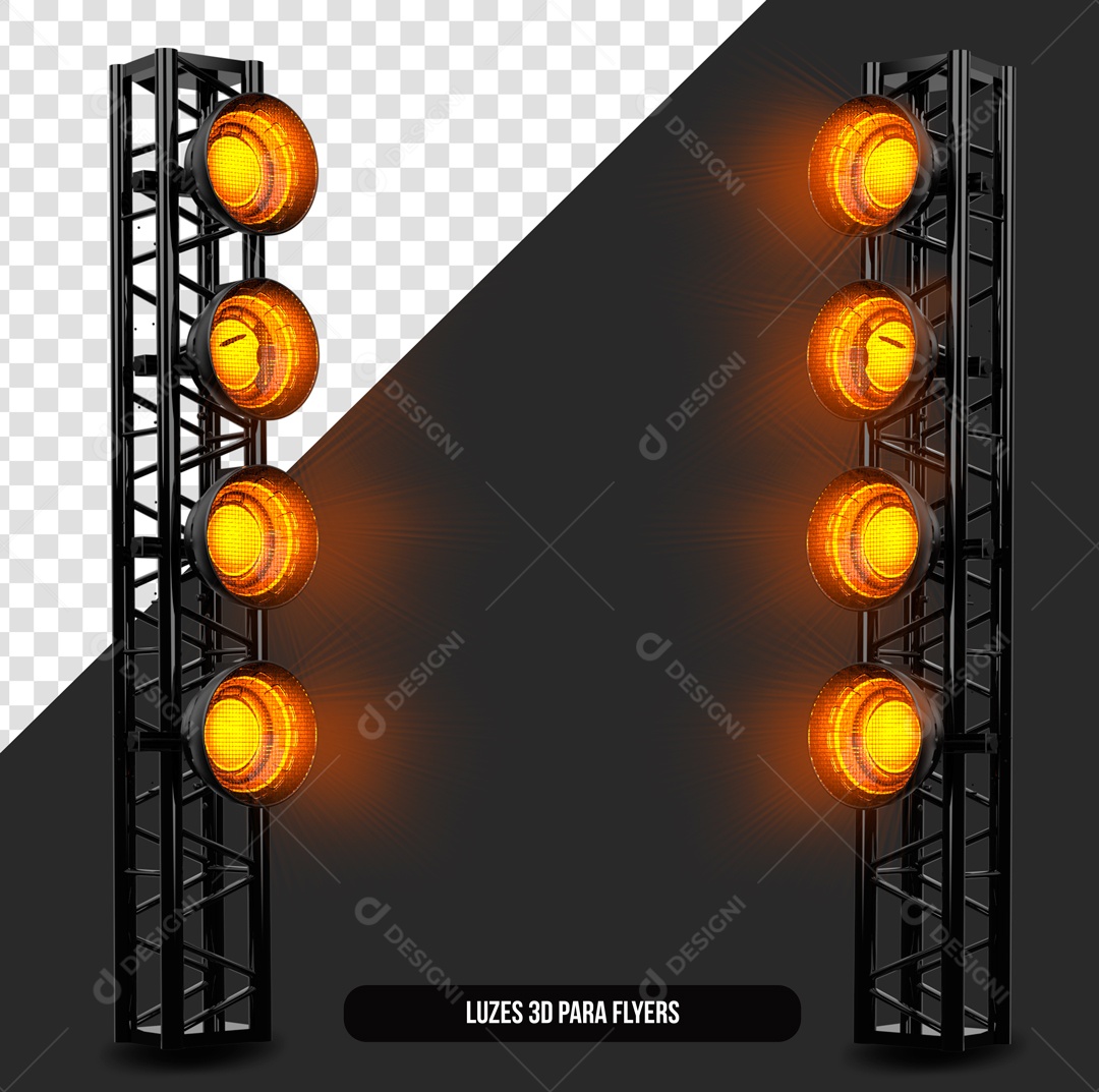 Refletores de Luz Com Luz Amarela Elemento 3D para Composição