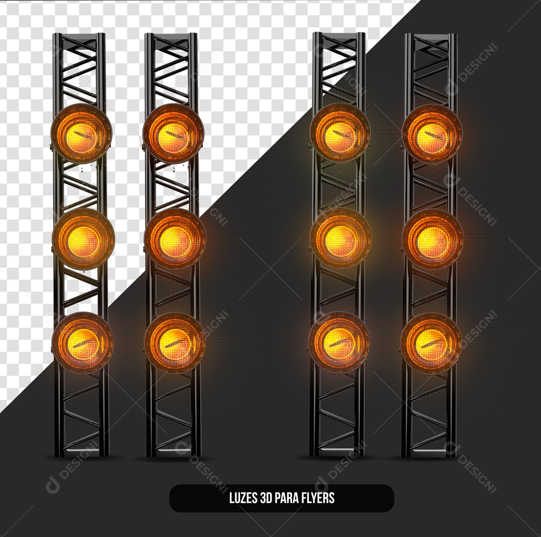 Light Reflectors With Yellow Light 3D Compositing Element