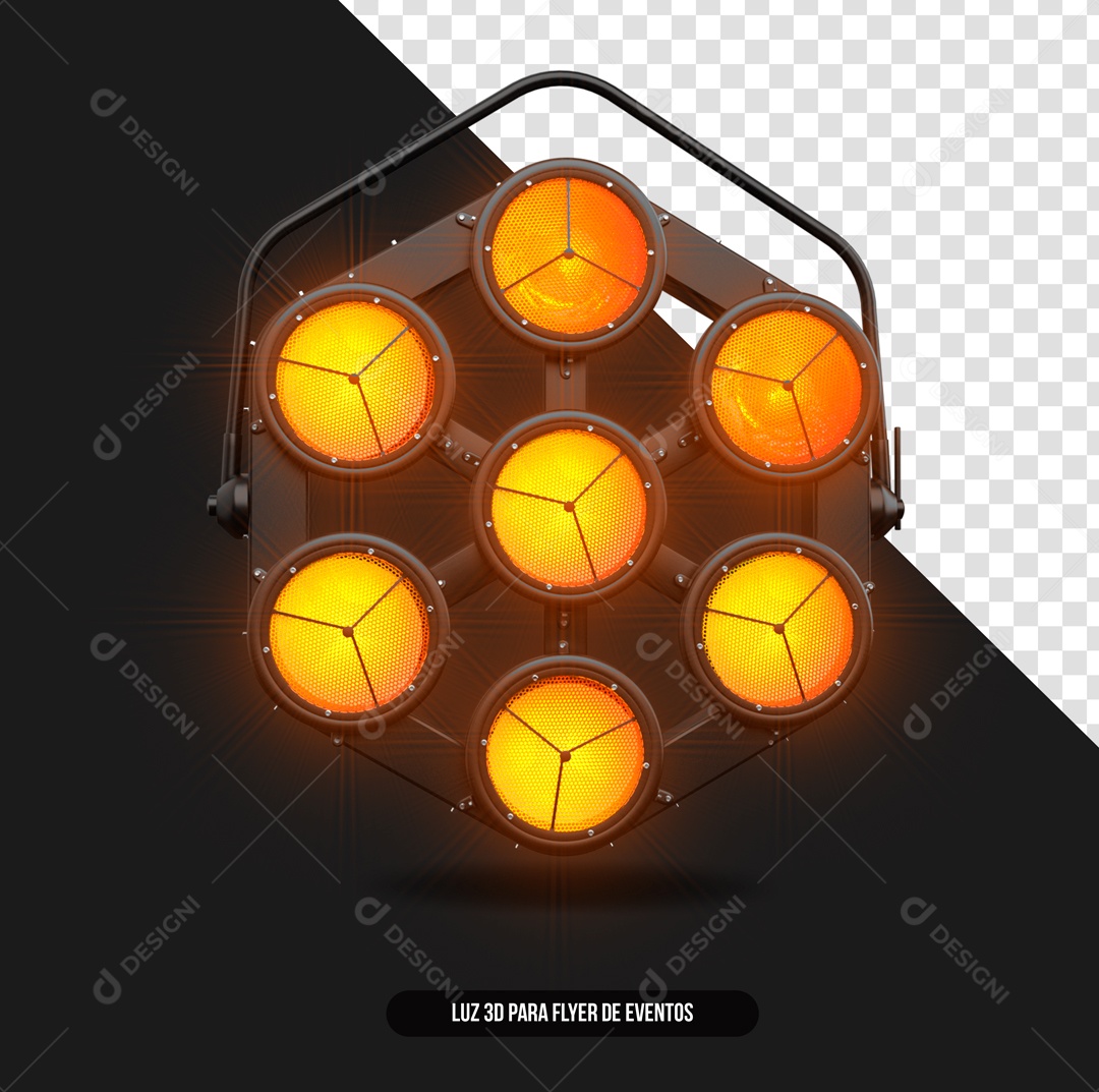 Refletor de Luz Com Luz Amarela Elemento 3D para Composição