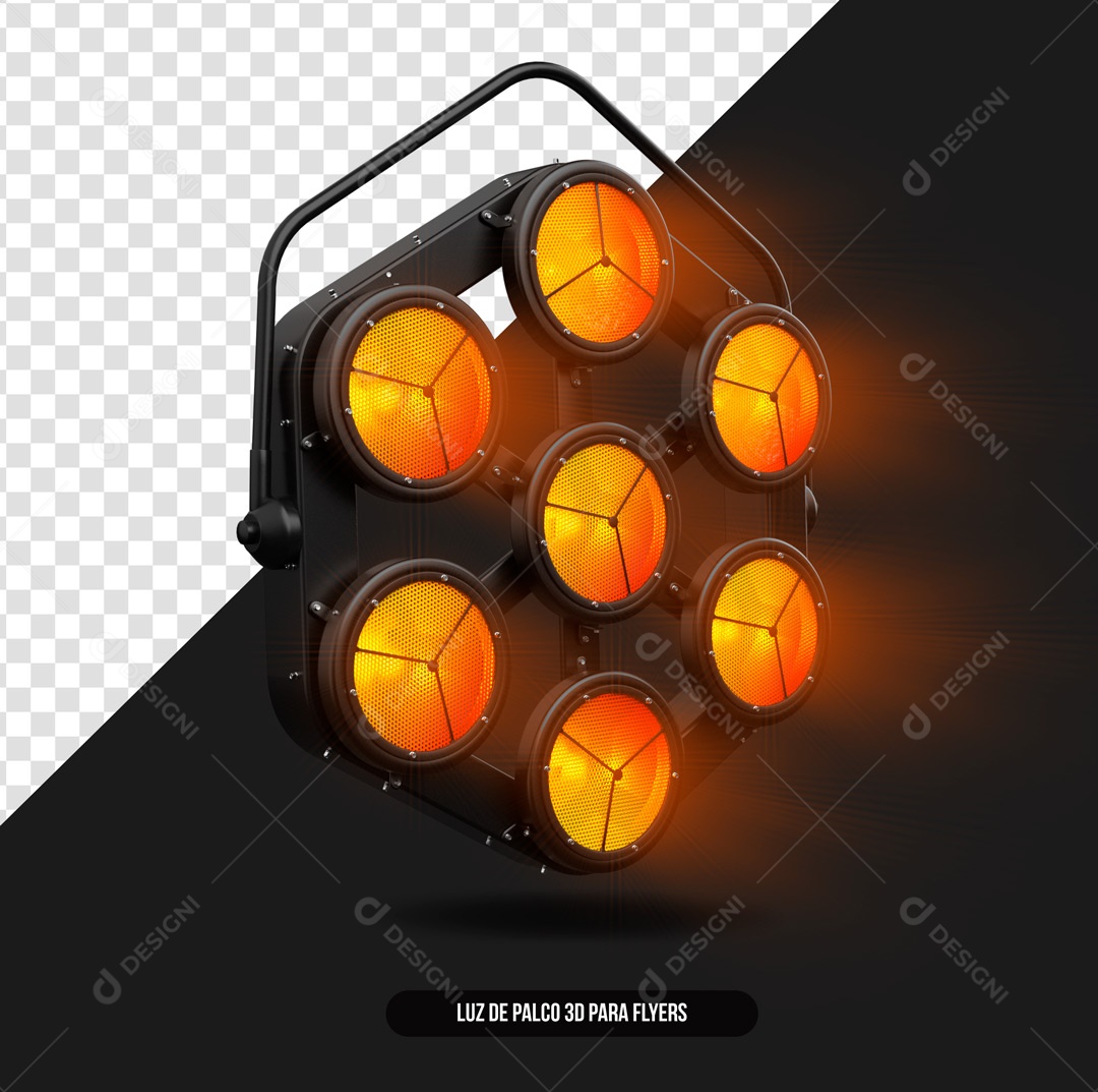 Refletor de Luz Com Luz Amarela Elemento 3D para Composição PSD