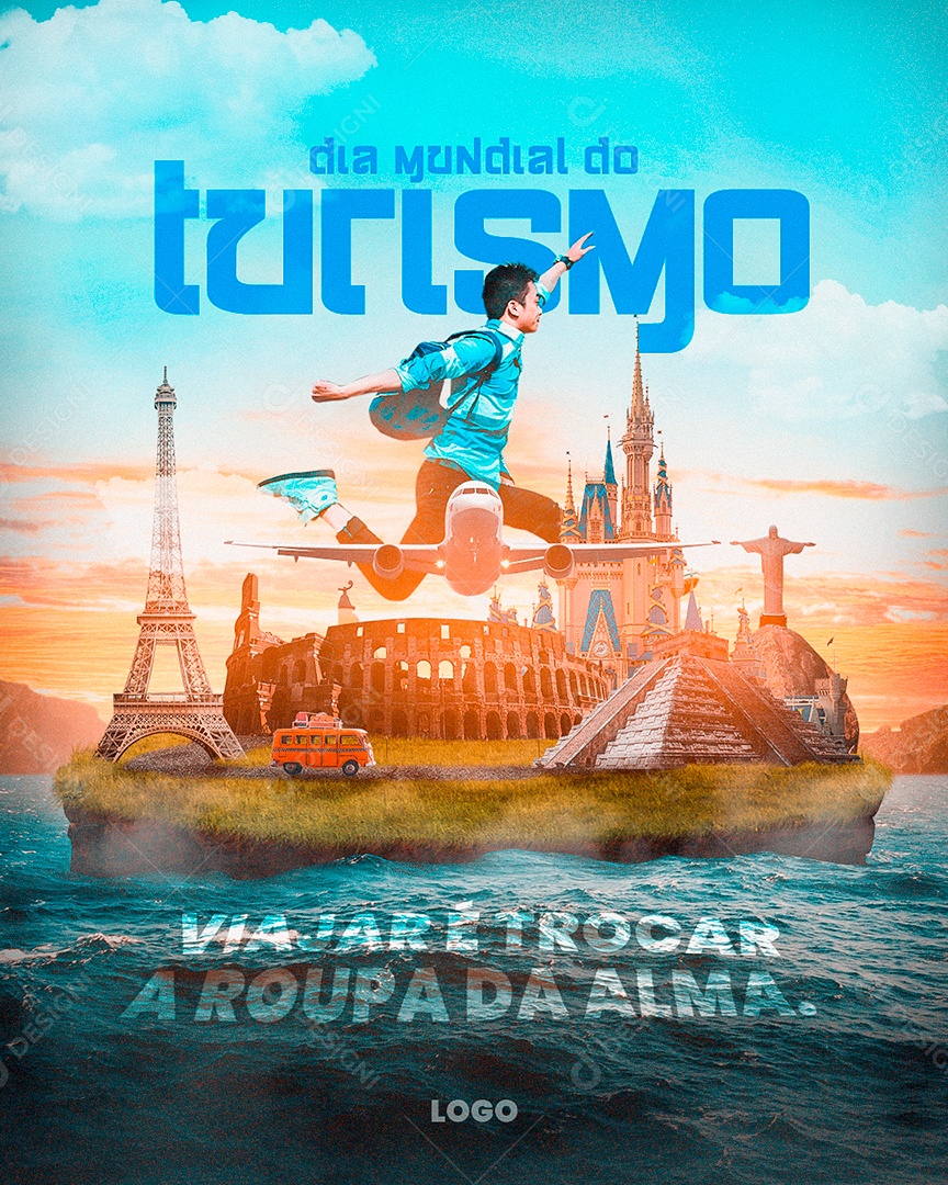 Viajar é Trocar a Roupa da Alma Dia do Turismo Social Media PSD Editável