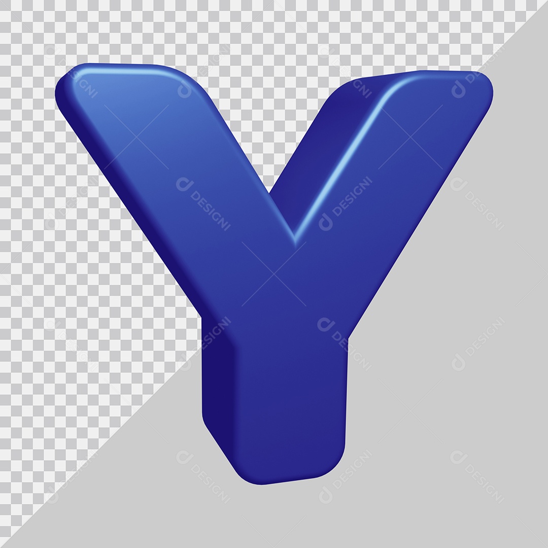 Letra Y Maiúscula Azul 3D Para composição PSD