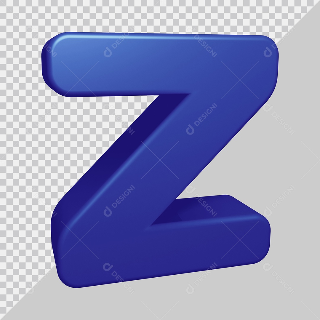 Letra Z Maiúscula Azul 3D Para composição PSD