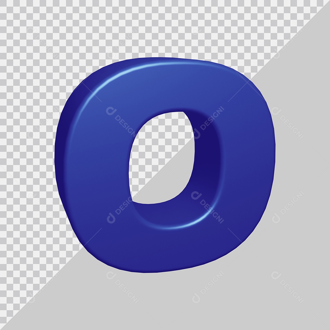 Número 3D 0 Azul Para composição PSD