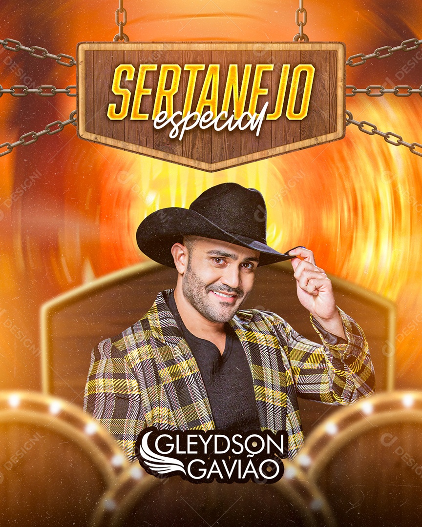Flyer Sertanejo Especial Especial Gleydson Gavião Social Media PSD Editável