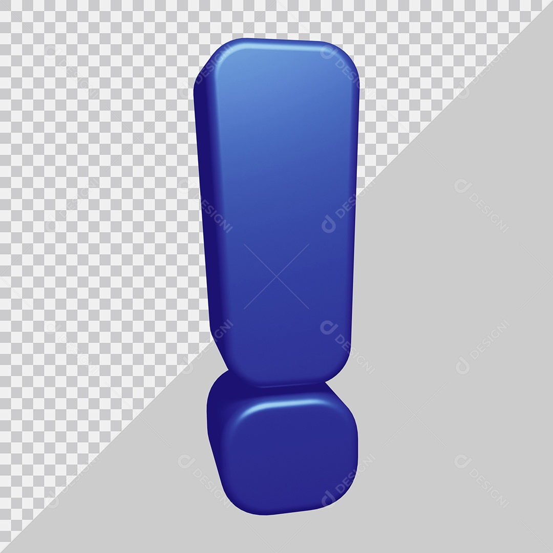 Símbolo de Ponto de Exclamação 3D Azul Para Composição PSD