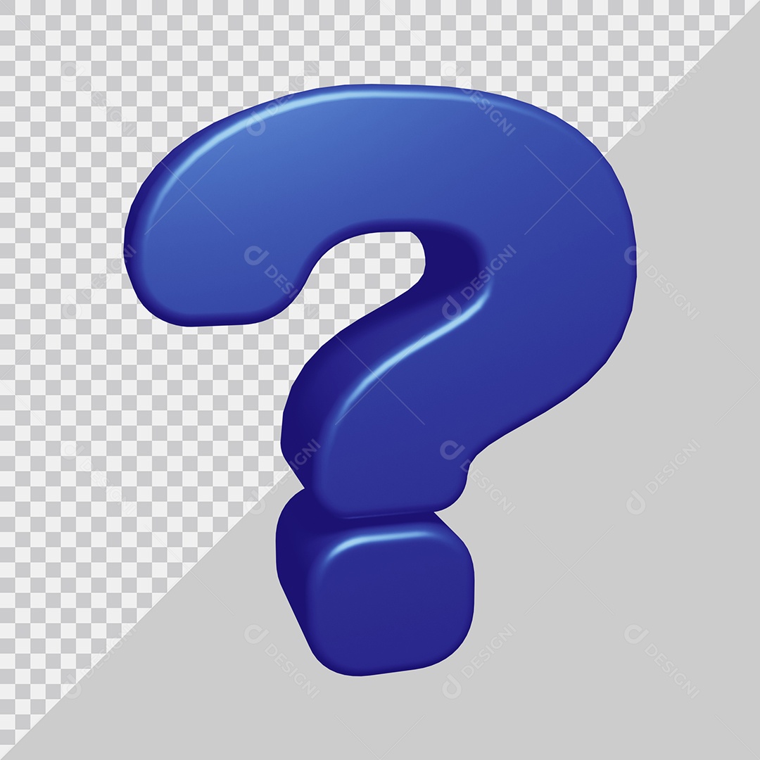 Símbolo de ponto de interrogação 3D Azul Para Composição PSD