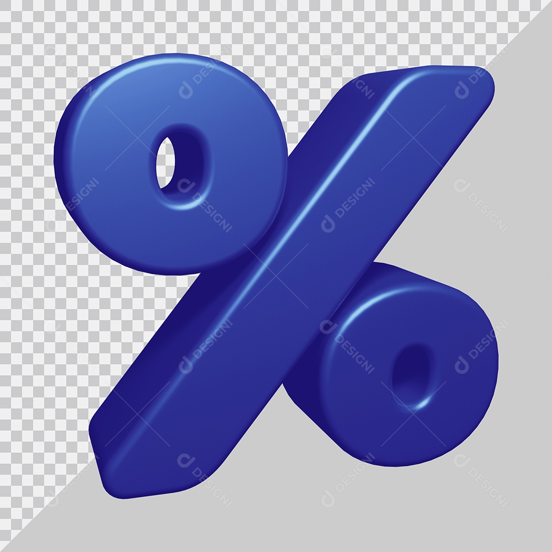 Símbolo de Porcentagem 3D Azul Para Composição PSD