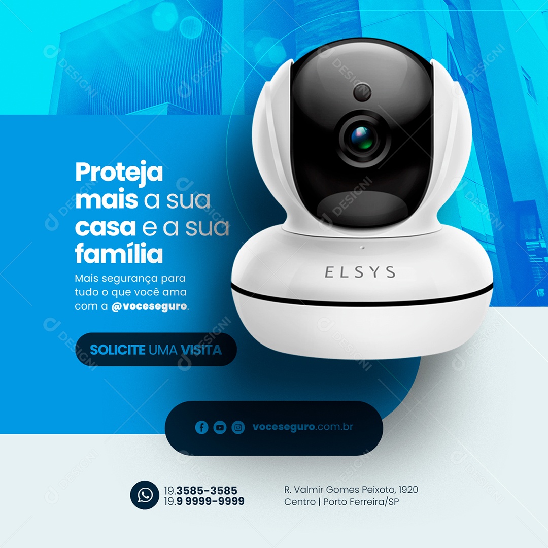 Proteja mais a sua Casa e a sua Família Sistema de Segurança Social Media PSD Editável