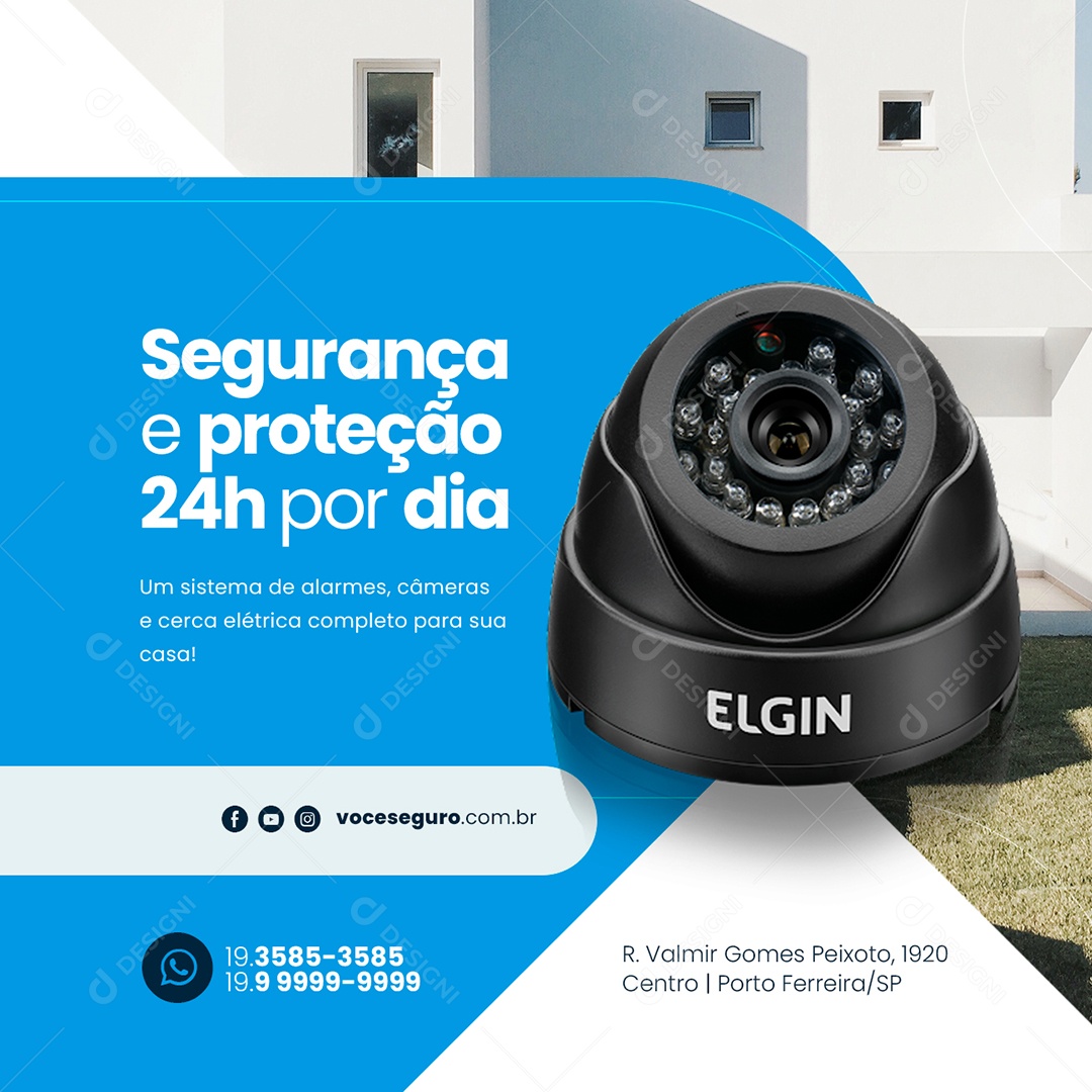 Segurança e Proteção 24H por dia Sistema de Segurança Social Media PSD Editável