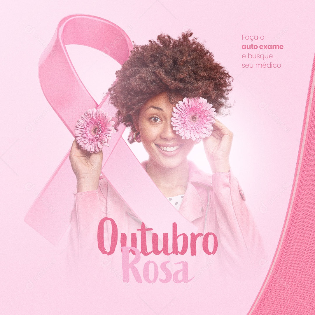 Social Media Outubro Rosa Prevenção Ao Câncer De Mama Faça o Auto Exame PSD Editável