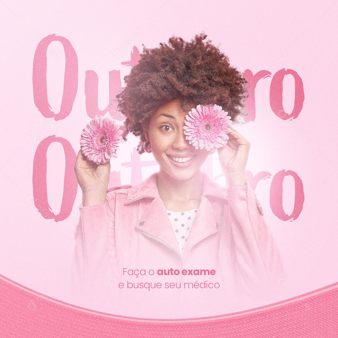Social Media Outubro Rosa Prevenção Ao Câncer De Mama Faça o Auto Exame PSD Editável