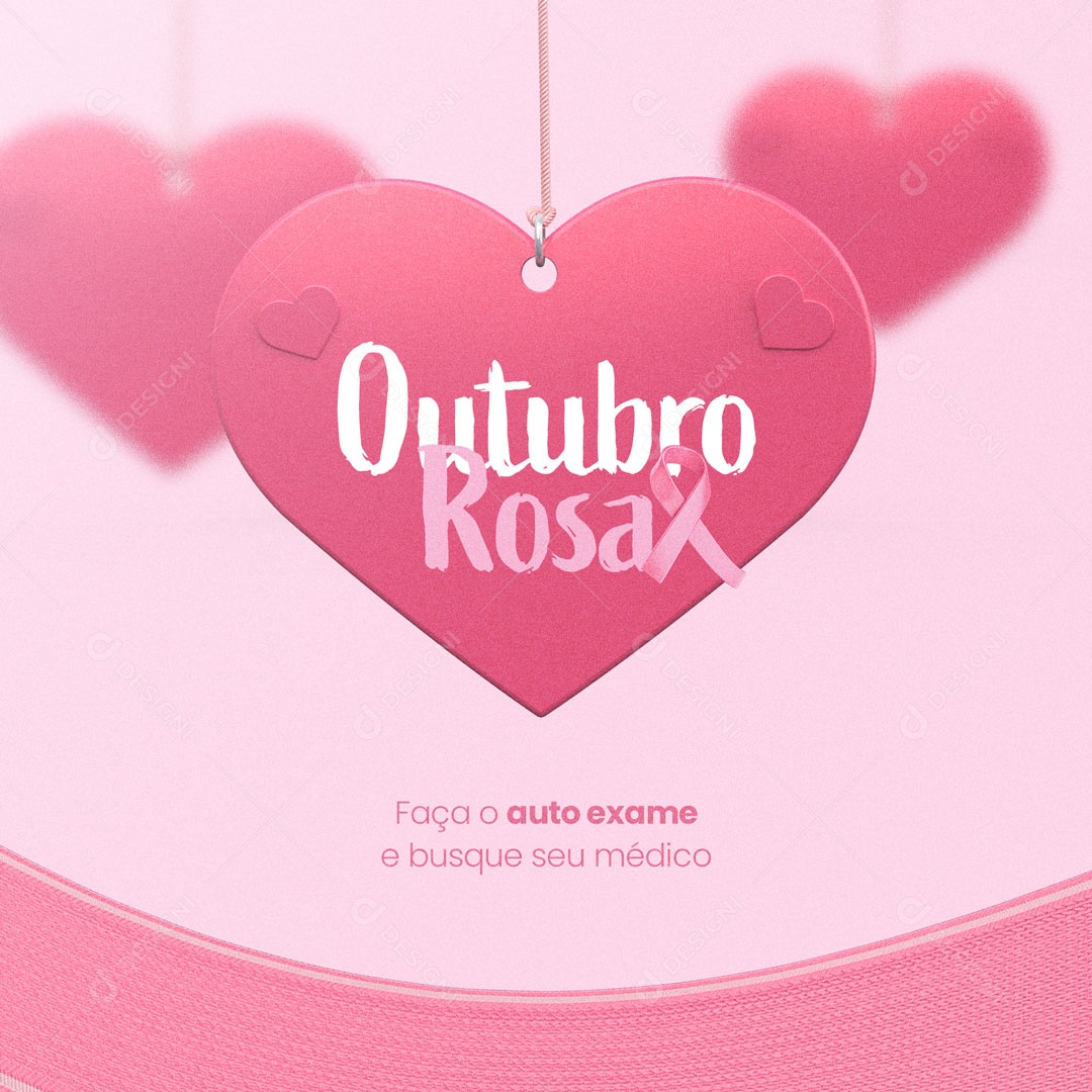 Outubro Rosa Prevenção Ao Câncer De Mama Faça o Auto Exame Social Media PSD Editável
