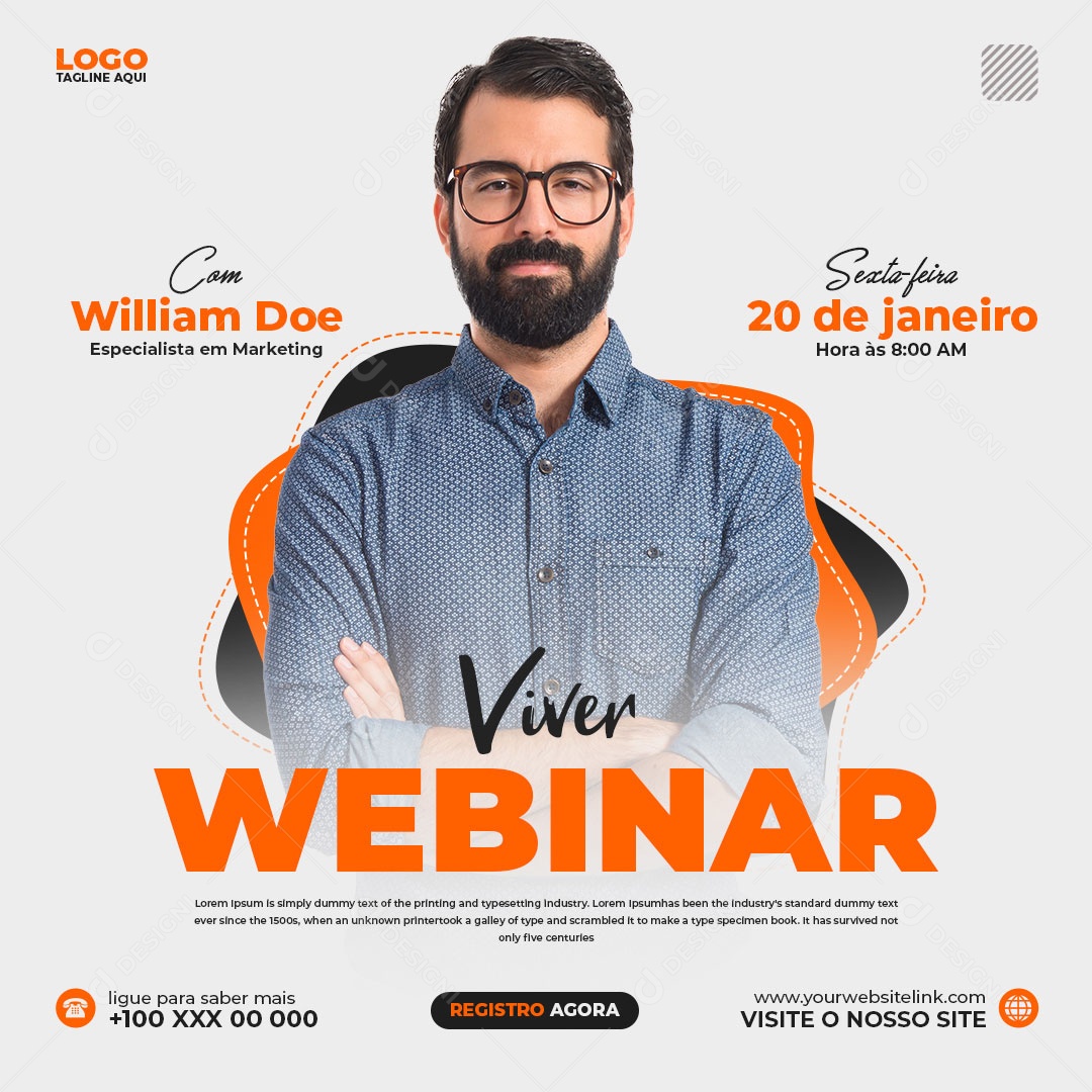 Social Media Digital Influêncer Viver Webinar PSD Editável