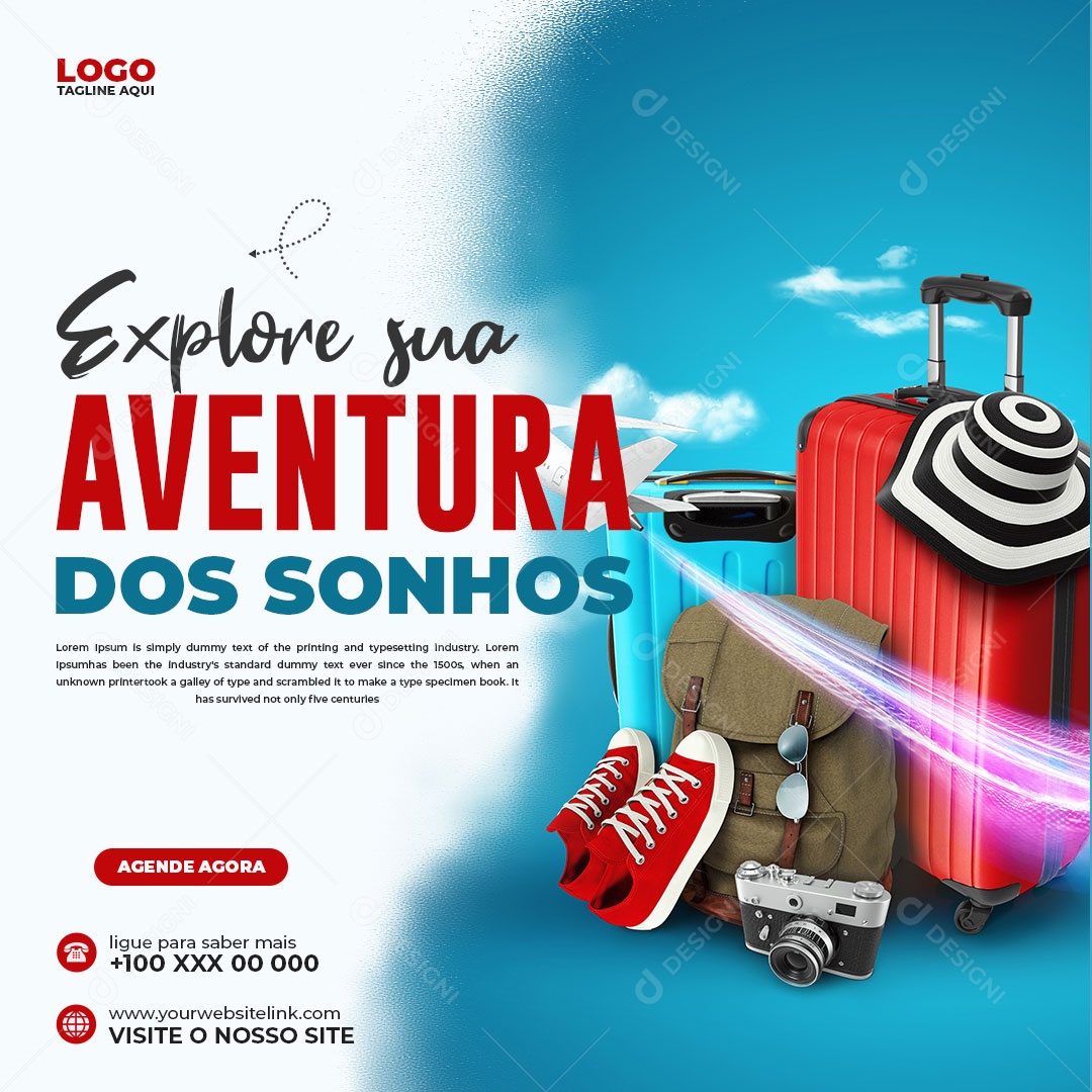 Social Media Agência de Viagens Explore Suas Aventuras PSD Editável