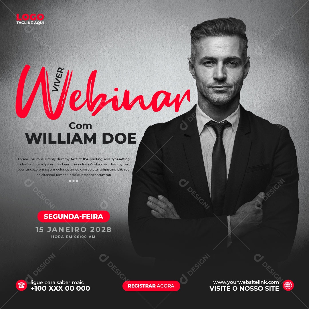 Social Media Digital Influêncer Viver Webinar PSD Editável