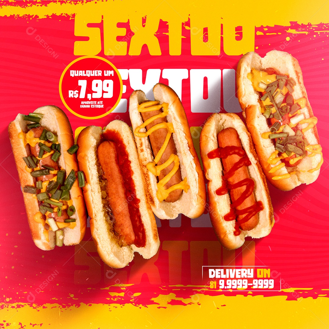 Sextou Delivery On Cachorro Quente Social Media PSD Editável