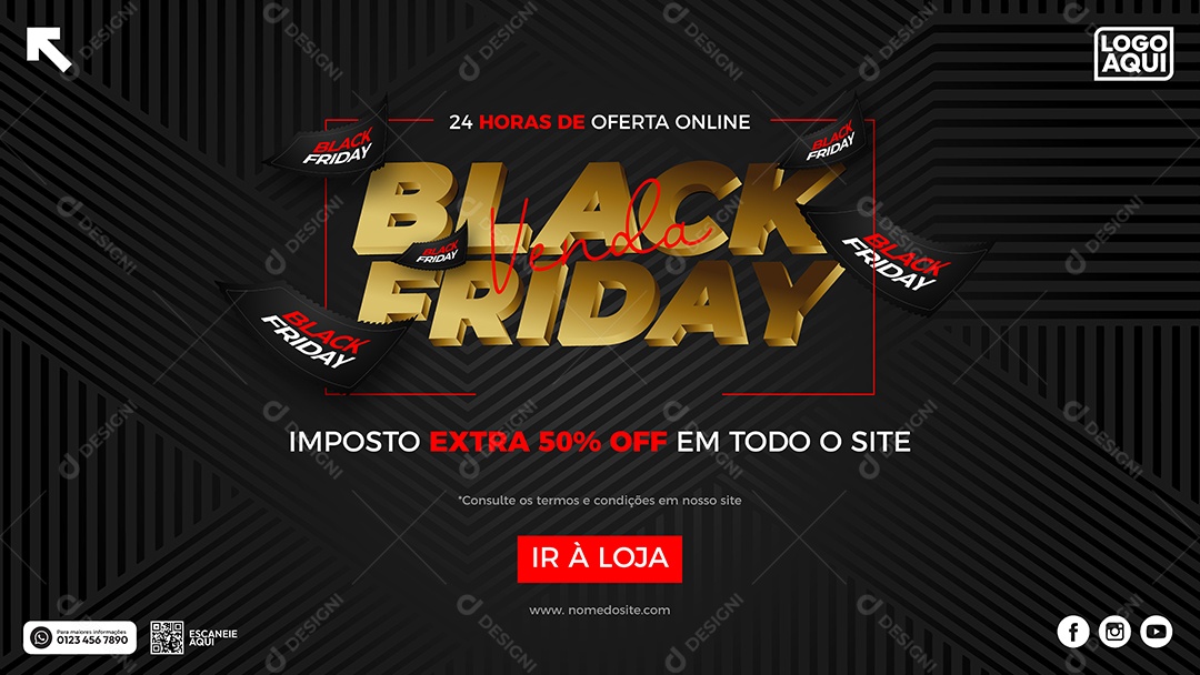 Social Media Banner Template de Venda Black Friday Oferta Online EPS Editável