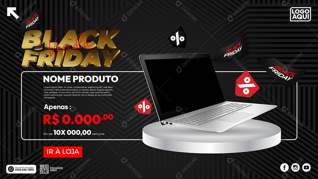 Social Media Banner Black Friday Oferto Notebook EPS Editável