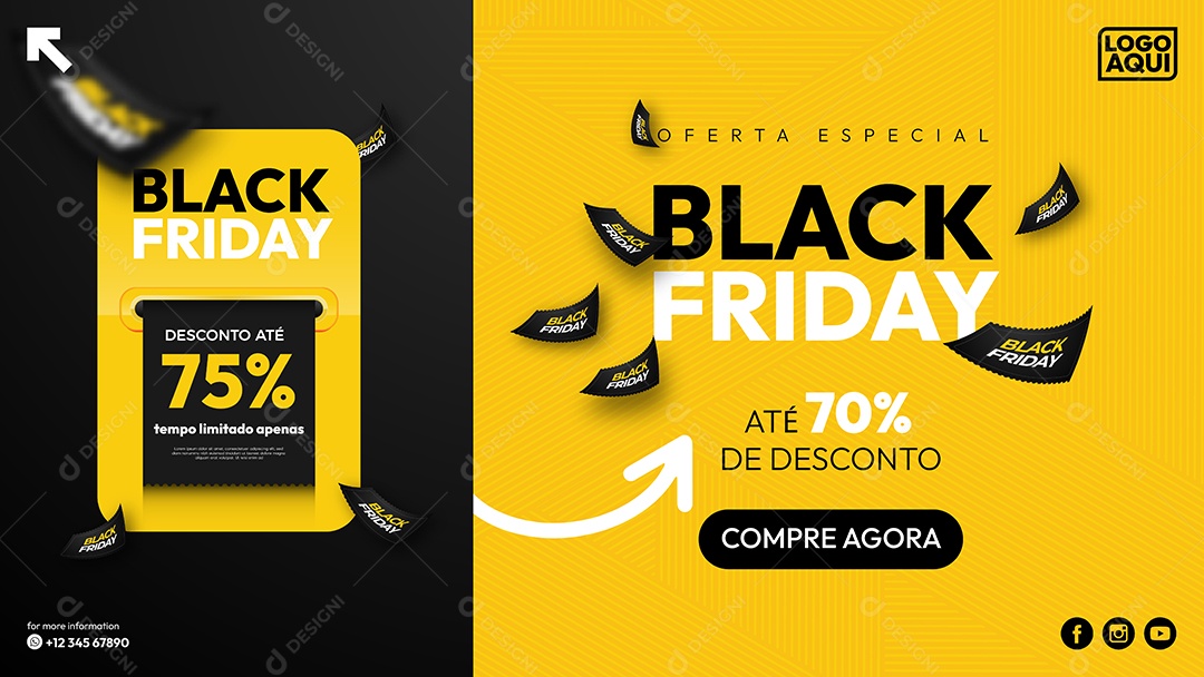 Social Media Template de Venda Black Friday Oferta Especial EPS Editável