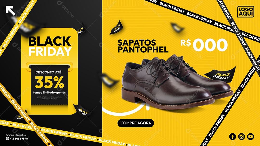 Social Media Template de Venda Black Friday Sapatos Masculino EPS Editável