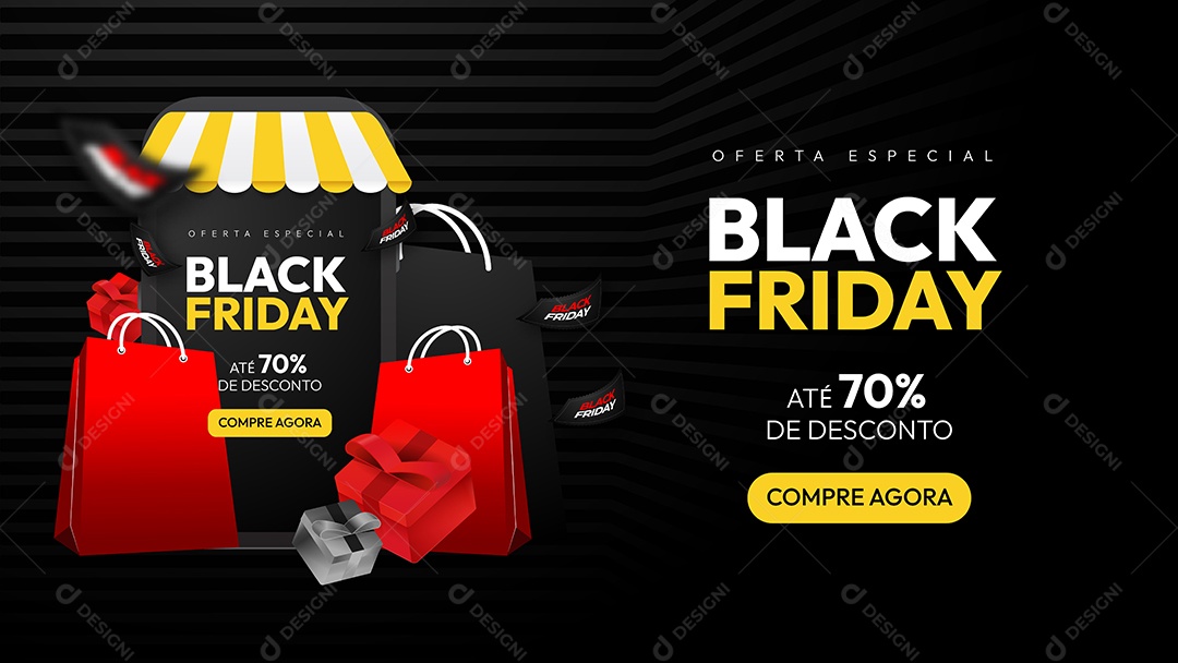 Social Media Template Black Friday Oferta Especial Até 70% de Desconto EPS Editável