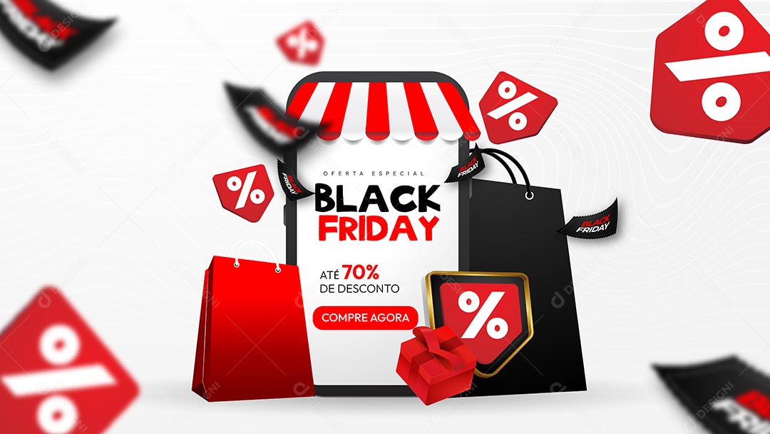 Social Media Banner Template Oferta Especial Black Friday Até 70% de Desconto EPS Editável