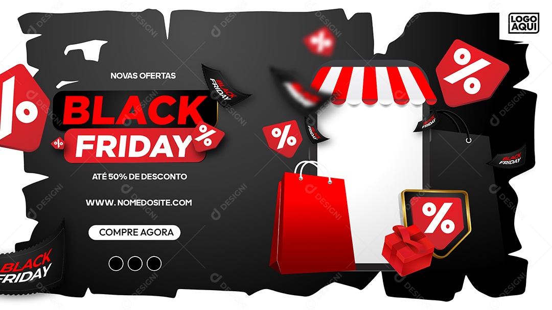 Social Media Banner Template Novas Ofertas Black Friday Até 50% de Desconto EPS Editável