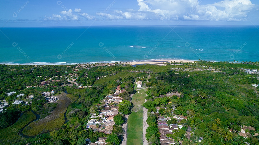 Vista aérea de Trancoso, Porto Seguro, Bahia, Brasil. Pequena capela no centro histórico de Trancoso46