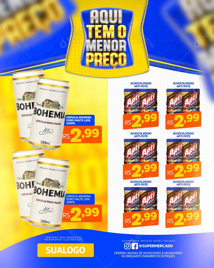 Encarte Aqui Tem O Menor Preço Promoção Em Produtos Social Media PSD Editável
