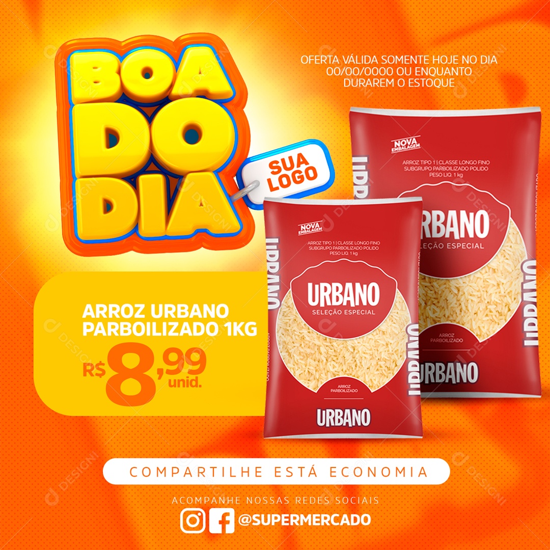 Promoção Boa Do Dia Arroz Urbano Social Media PSD Editável