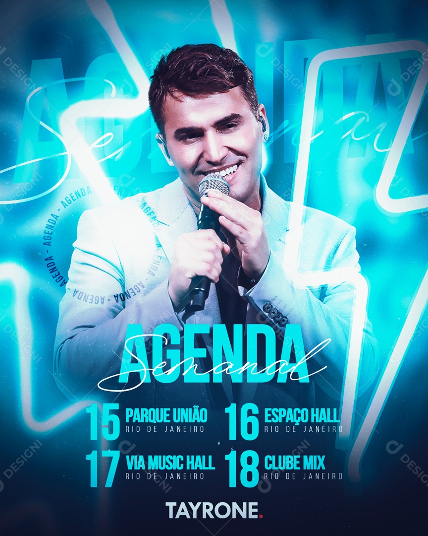 Flyer Agenda Semanal Tayrone Shows Social Media PSD Editável