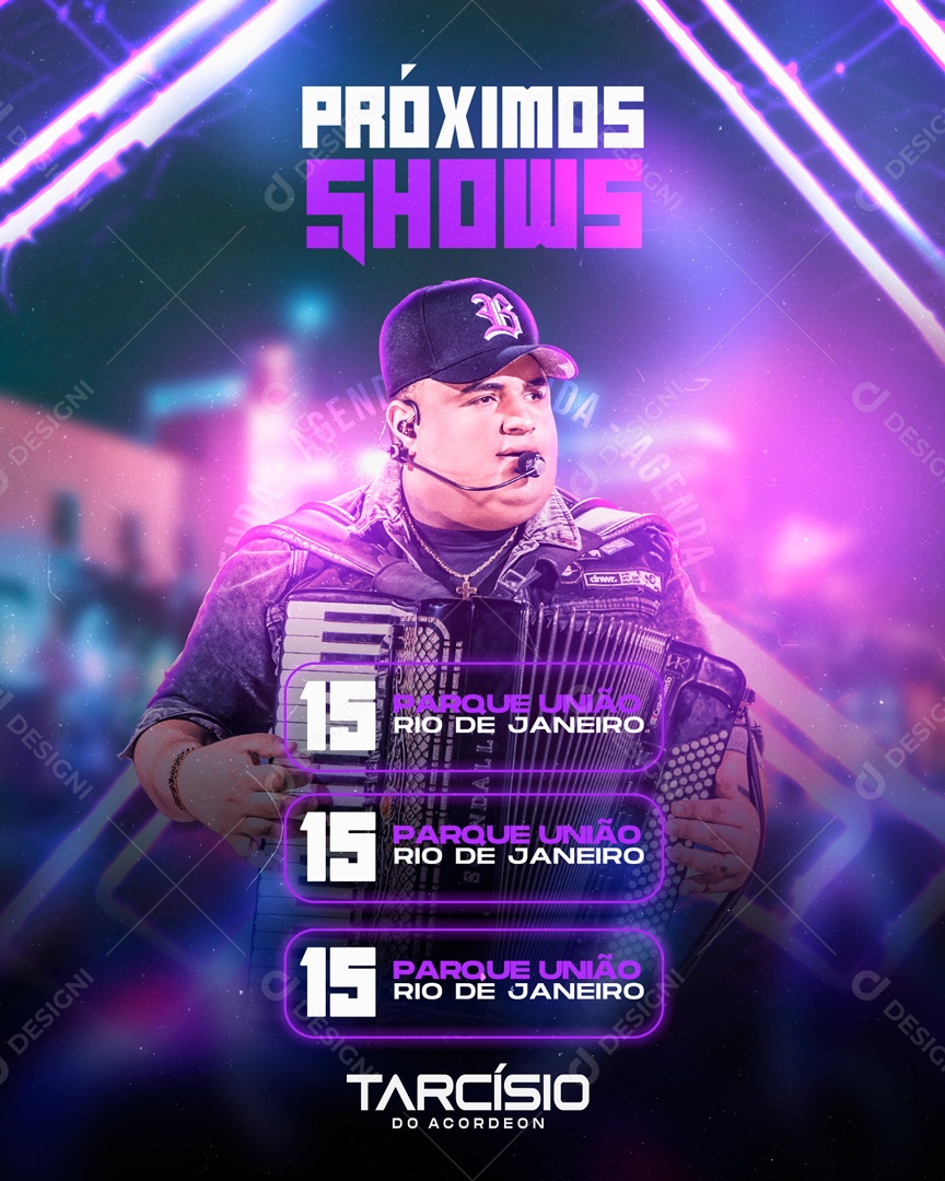 Flyer Próximos Shows Tarcísio Social Media PSD Editável