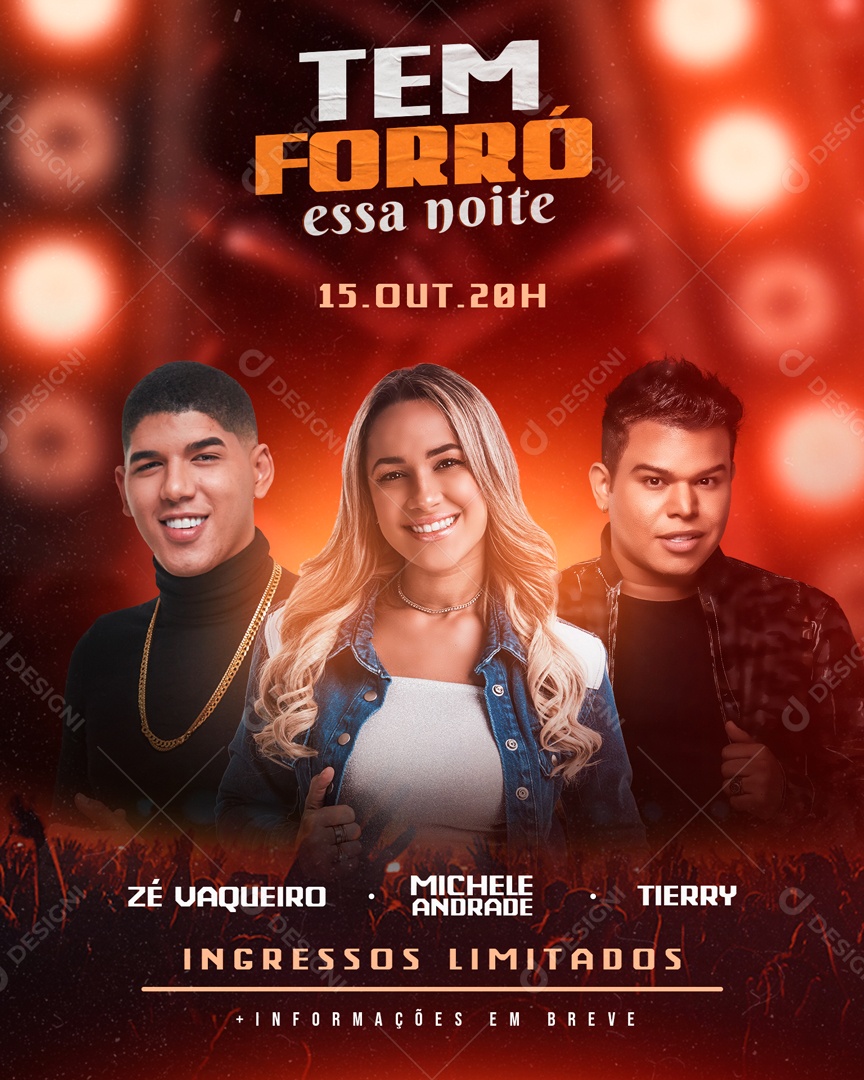 Flyer Tem Forró Essa Noite Zé Vaqueiro Social Media PSD Editável