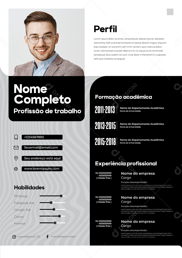 Modelo de currículo Vetor EPS