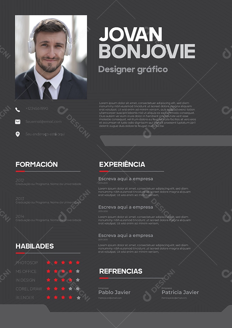 Modelo de currículo Vetor EPS