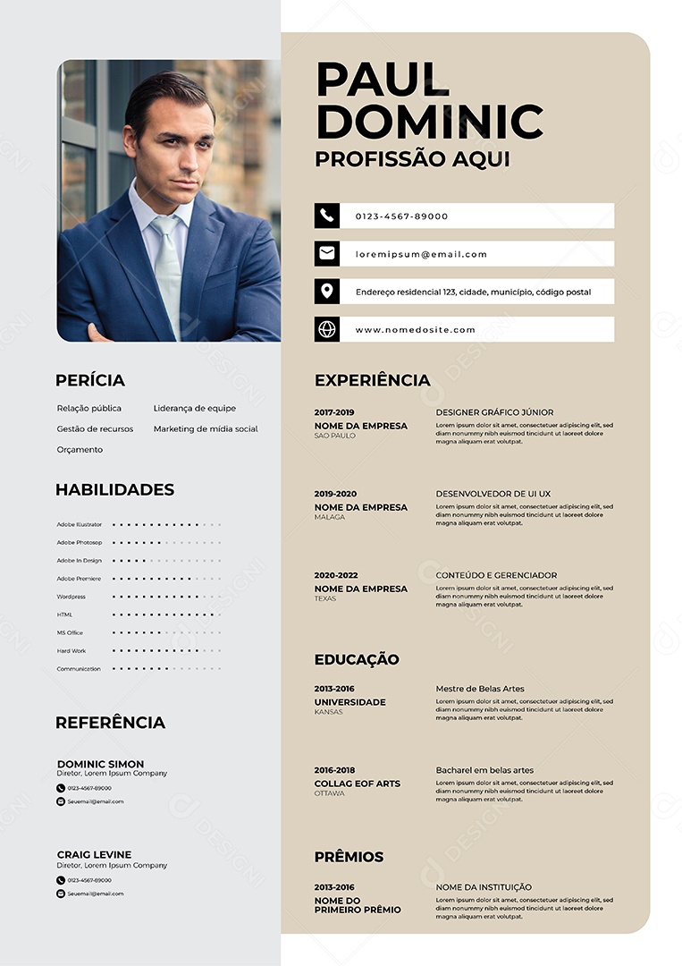 Modelo de currículo Vetor EPS