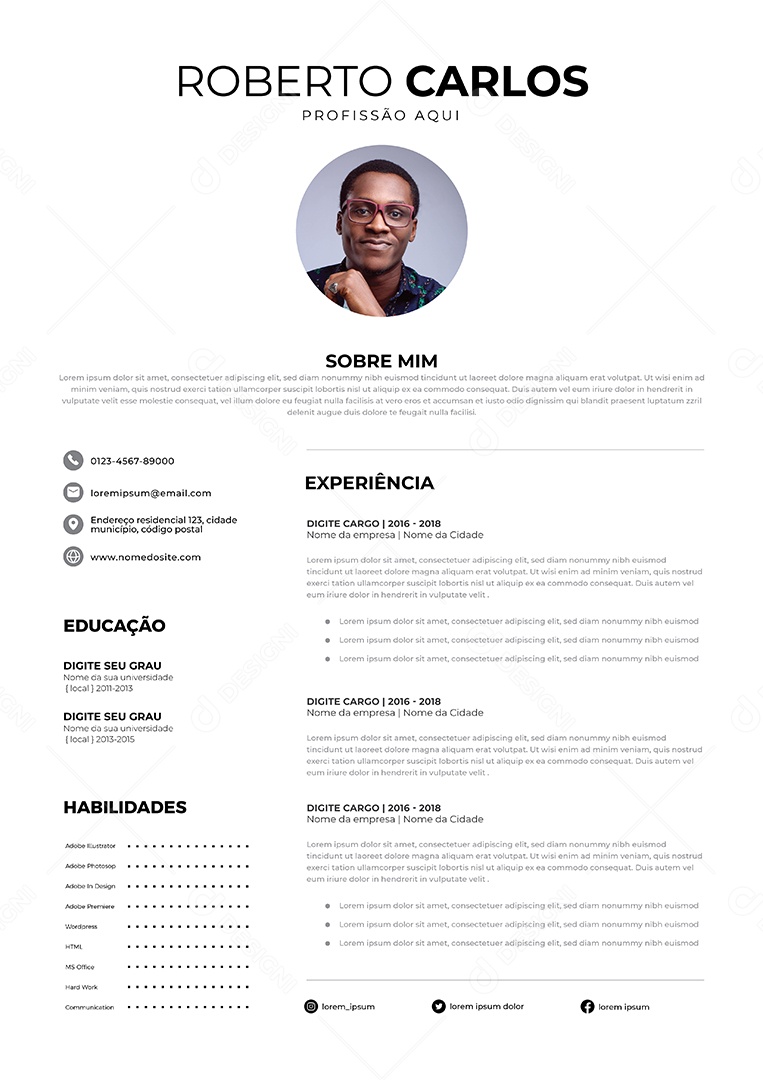 Modelo de currículo Vetor EPS