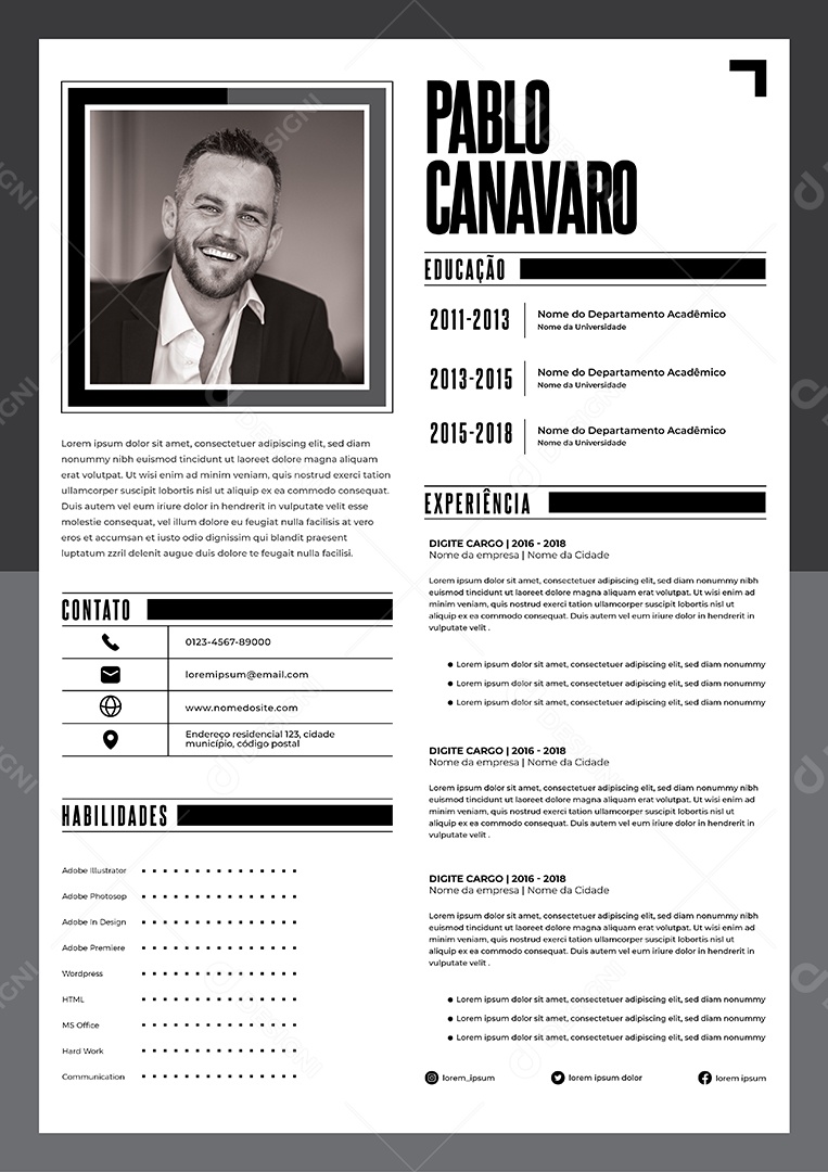 Modelo de currículo Vetor EPS