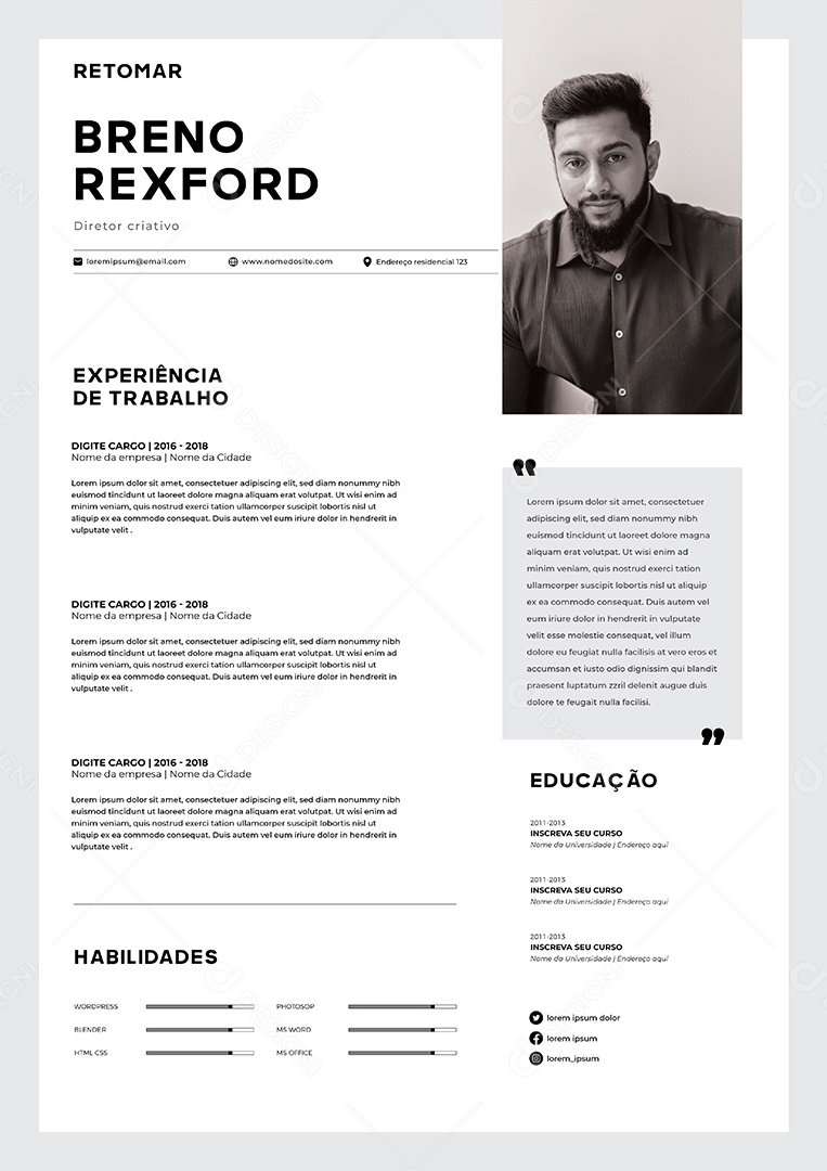 Modelo de currículo Vetor EPS