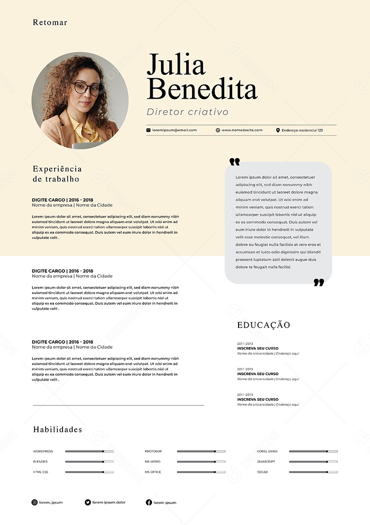 Modelo de currículo Vetor EPS