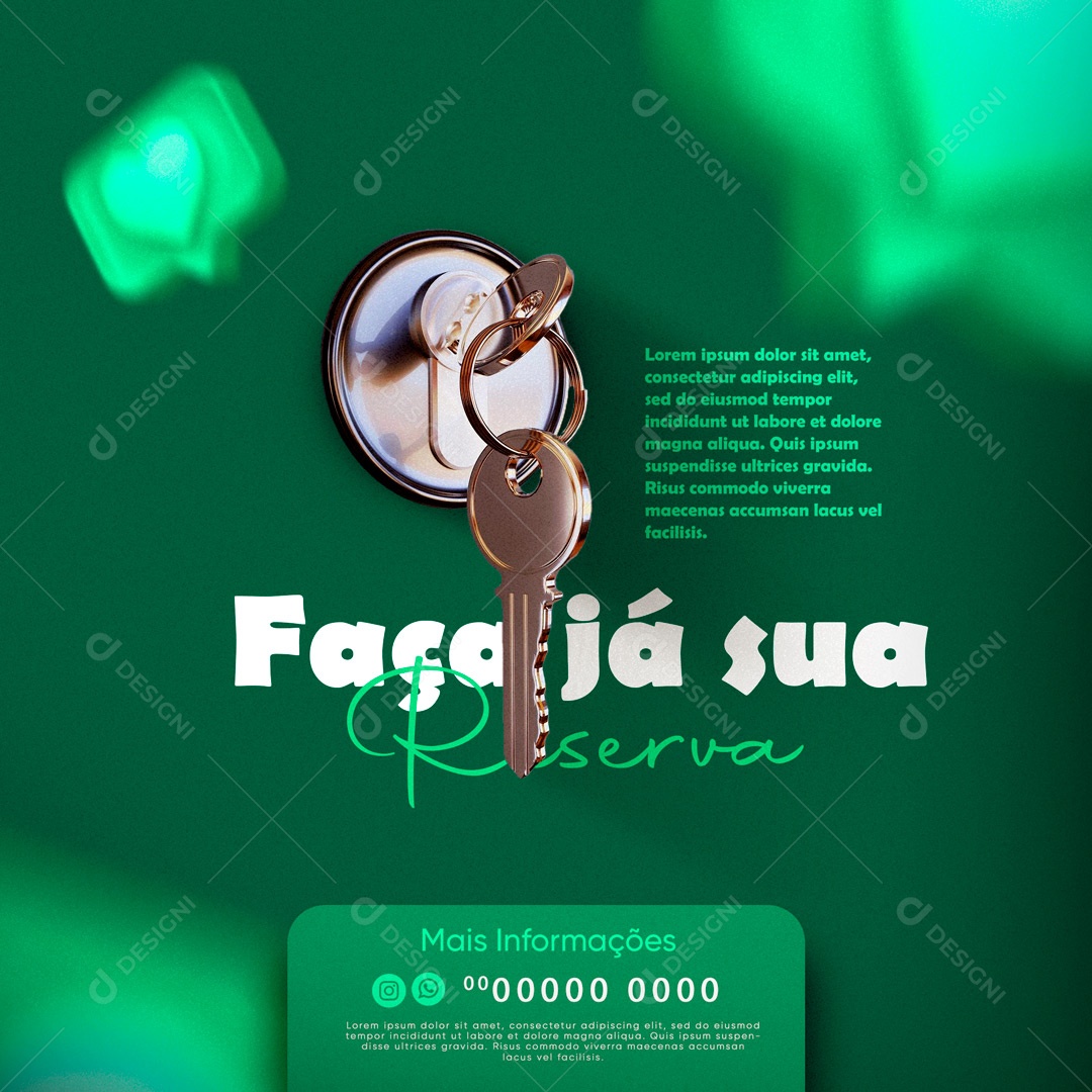 Hotel Hospedagem Pacotes Faça já sua Reserva Social Media PSD Editavél