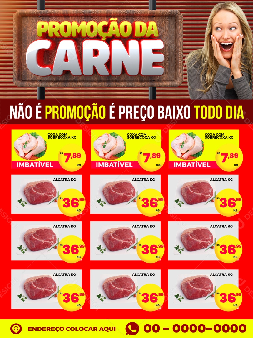 Encarte Promoção Da Carne Não é Promoção é Preço Baixo Todo Dia Social Media PSD Editável