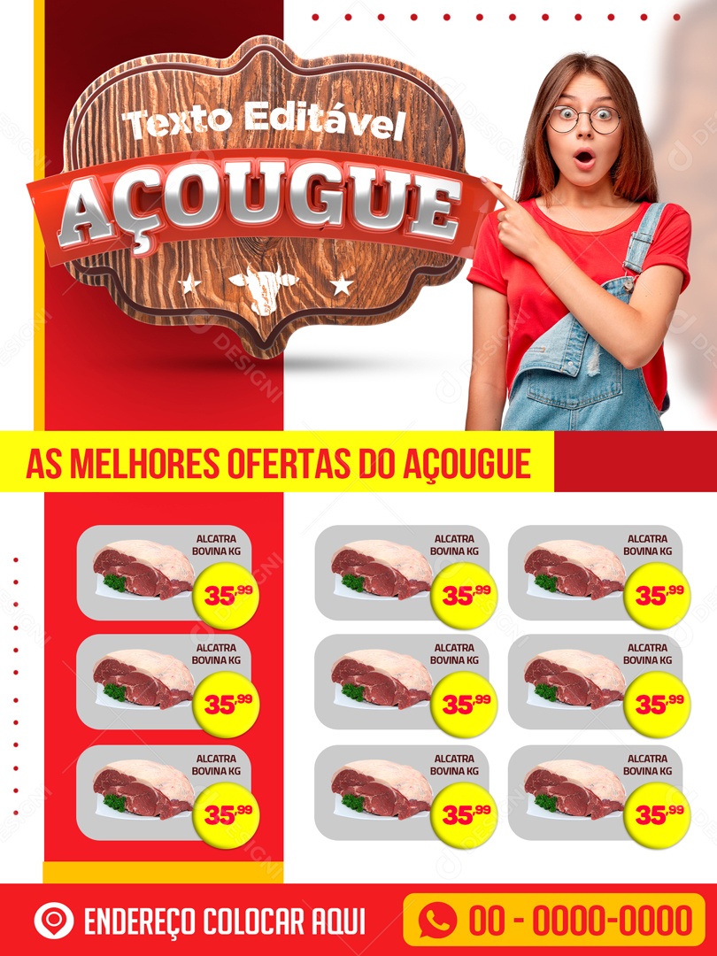 Encarte Da Carne Não é Promoção é Preço Baixo Todo Dia Social Media PSD Editável