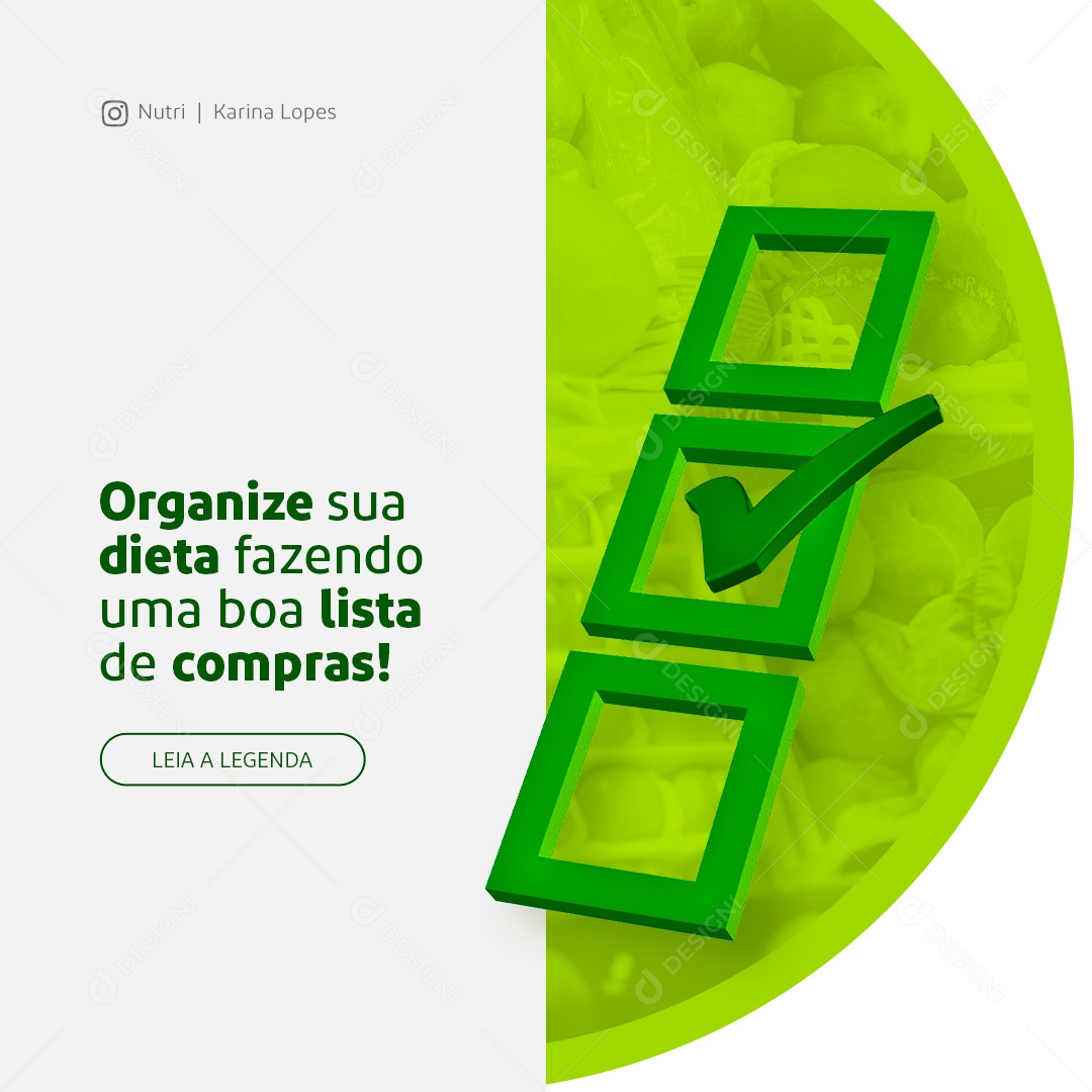 Post Nutricionista Organize sua Dieta Fazendo uma Boa Lista de Compras! PSD Editável